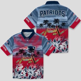 NFL New England Patriots Hawaiian Shirt, Custom Tropical Canoe Blue Button Up