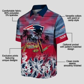 NFL New England Patriots Hawaiian Shirt, Custom Tropical Canoe Blue Button Up