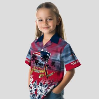 NFL New England Patriots Hawaiian Shirt, Custom Tropical Canoe Blue Button Up