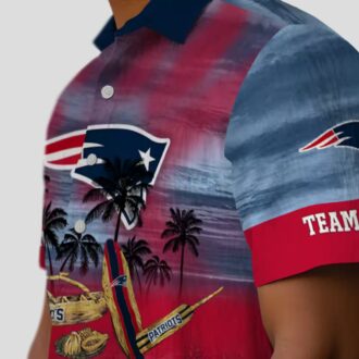 NFL New England Patriots Hawaiian Shirt, Custom Tropical Canoe Blue Button Up