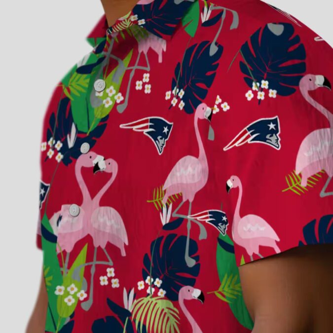 NFL Patriots Flamingo Foliage Blue Green Hawaiian Shirt – Game Day & Beach Party 2025