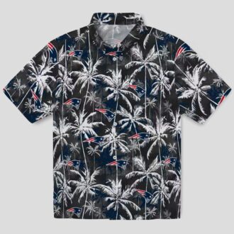 NFL Patriots Hawaiian Shirt - Blue & Black Palm Pattern for Game Day & Vacation