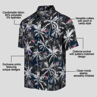 NFL Patriots Hawaiian Shirt - Blue & Black Palm Pattern for Game Day & Vacation