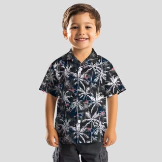 NFL Patriots Hawaiian Shirt - Blue & Black Palm Pattern for Game Day & Vacation