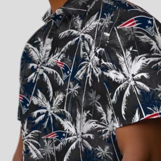 NFL Patriots Hawaiian Shirt - Blue & Black Palm Pattern for Game Day & Vacation