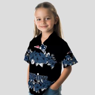 NFL Patriots Tropical Hibiscus Shirt, Blue & Black Hawaiian Football Apparel