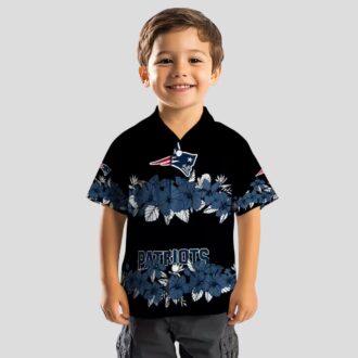 NFL Patriots Tropical Hibiscus Shirt, Blue & Black Hawaiian Football Apparel