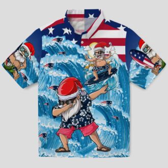 NFL Team Patriots Surfing Santa Hawaiian Shirt for Fans & Beach Outfit