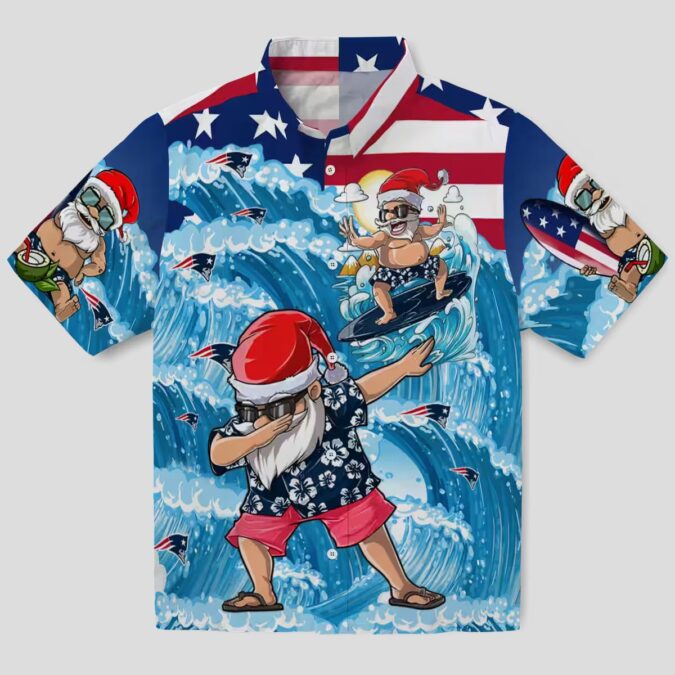 NFL Team Patriots Surfing Santa Hawaiian Shirt for Fans & Beach Outfit