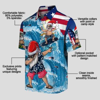NFL Team Patriots Surfing Santa Hawaiian Shirt for Fans & Beach Outfit