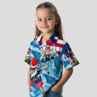 NFL Team Patriots Surfing Santa Hawaiian Shirt for Fans & Beach Outfit