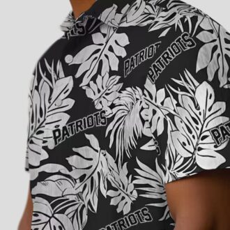 Patriots Monstera Leaf Black Hawaiian Shirt, Aloha Summer Beach NFL Shirt