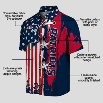 Patriots Stitched Flag Luau Aloha Shirt, Floral Hawaiian NFL Game Day Apparel