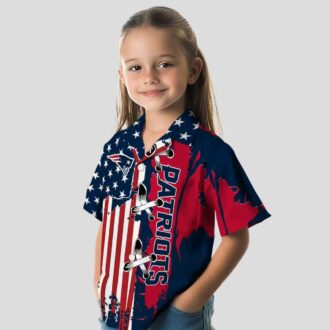 Patriots Stitched Flag Luau Aloha Shirt, Floral Hawaiian NFL Game Day Apparel