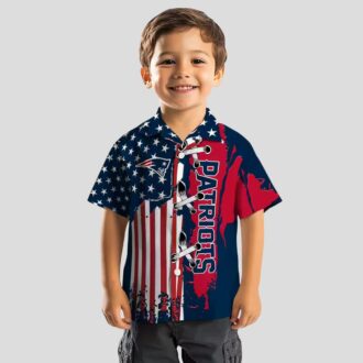 Patriots Stitched Flag Luau Aloha Shirt, Floral Hawaiian NFL Game Day Apparel
