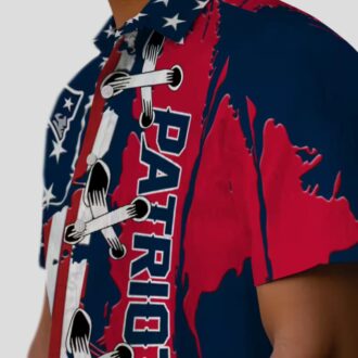 Patriots Stitched Flag Luau Aloha Shirt, Floral Hawaiian NFL Game Day Apparel