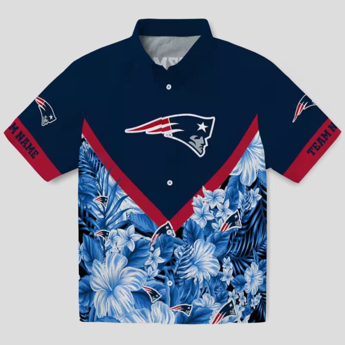 Personalized New England Patriots Hawaiian Shirt, Floral Chevron Summer Outfit
