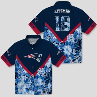Personalized New England Patriots Hawaiian Shirt, Floral Chevron Summer Outfit