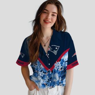 Personalized New England Patriots Hawaiian Shirt, Floral Chevron Summer Outfit