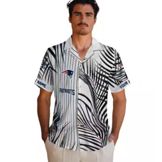 Tropical New England Patriots Hawaiian Shirt - Black & Blue Palm Stripes Print