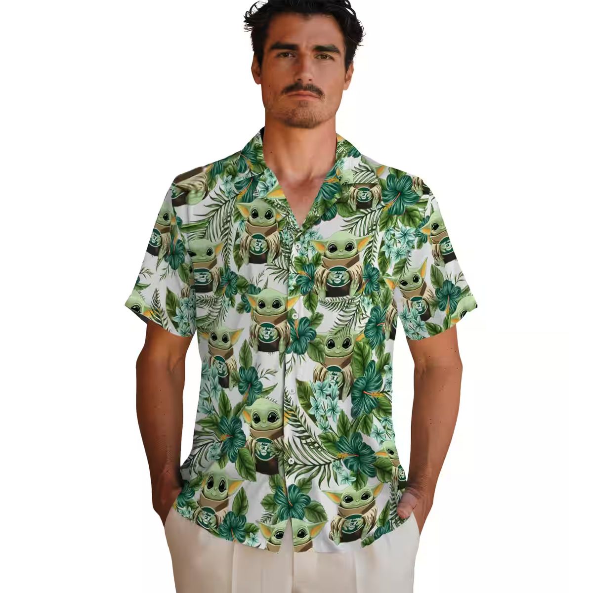 Best Selling New York Jets Tropical Shirt, Yoda Green Hibiscus Beach Outfit