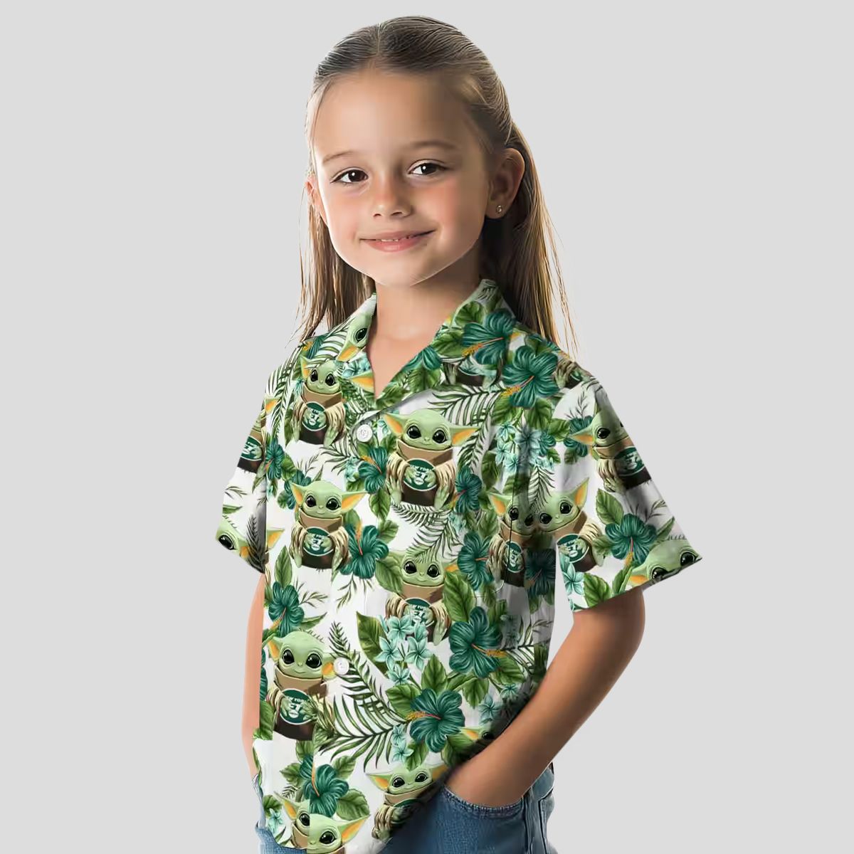 Best Selling New York Jets Tropical Shirt, Yoda Green Hibiscus Beach Outfit