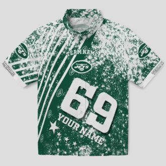 Custom New York Jets Star Stripes Green Hawaiian Shirt, NFL Summer Fan Gifts