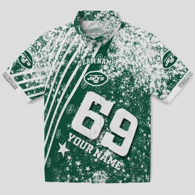 Custom New York Jets Star Stripes Green Hawaiian Shirt, NFL Summer Fan Gifts