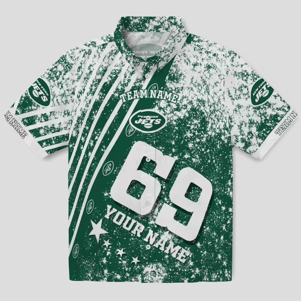 Custom New York Jets Star Stripes Green Hawaiian Shirt, NFL Summer Fan Gifts