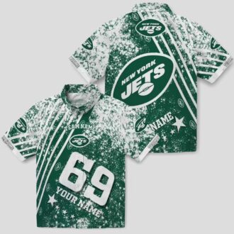 Custom New York Jets Star Stripes Green Hawaiian Shirt, NFL Summer Fan Gifts