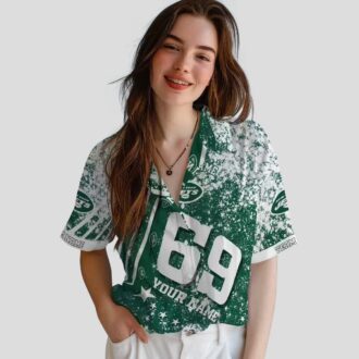 Custom New York Jets Star Stripes Green Hawaiian Shirt, NFL Summer Fan Gifts
