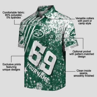 Custom New York Jets Star Stripes Green Hawaiian Shirt, NFL Summer Fan Gifts