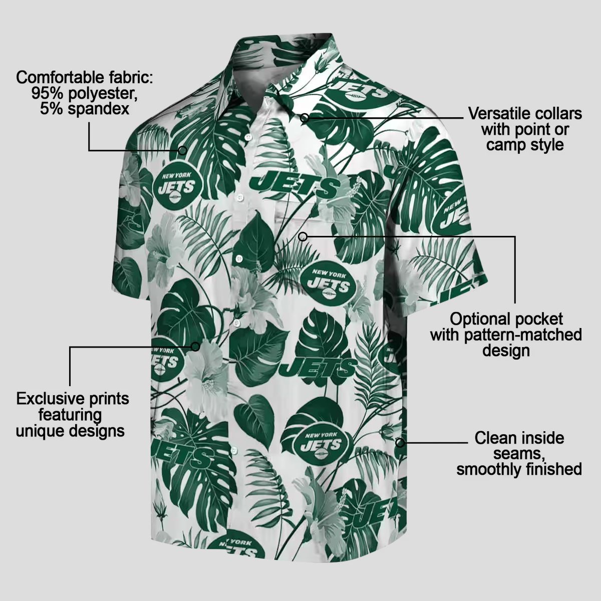 Floral Plants New York Jets Green Hawaiian Shirt, Summer NFL Tailgate Outfit