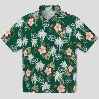 Football Fans New York Jets Palm Tree Hawaiian Shirt, Tropical Fan Gift