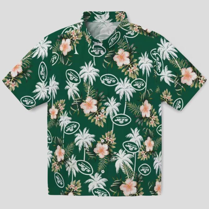 Football Fans New York Jets Palm Tree Hawaiian Shirt, Tropical Fan Gift