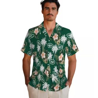 Football Fans New York Jets Palm Tree Hawaiian Shirt, Tropical Fan Gift