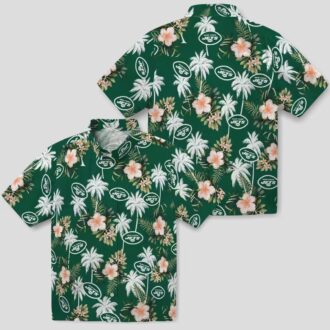 Football Fans New York Jets Palm Tree Hawaiian Shirt, Tropical Fan Gift