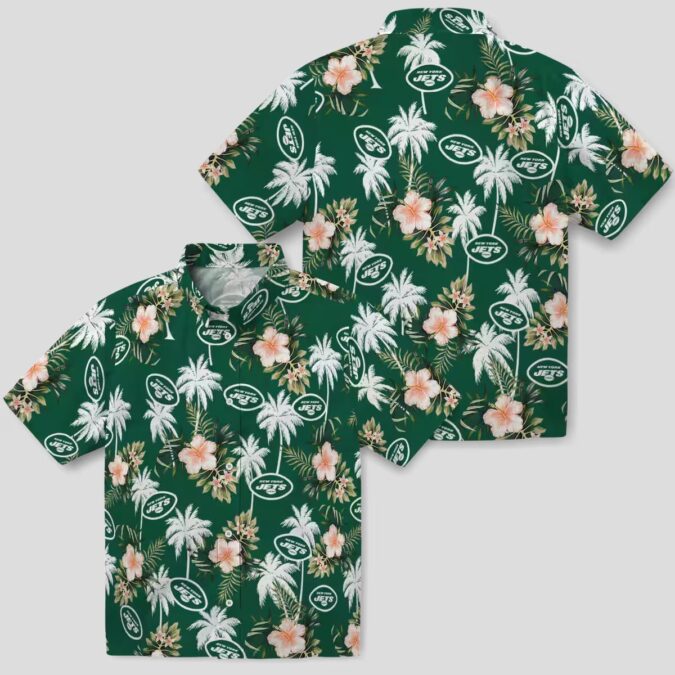 Football Fans New York Jets Palm Tree Hawaiian Shirt, Tropical Fan Gift