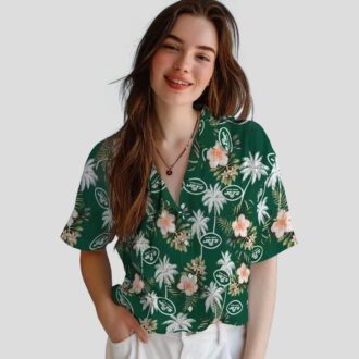 Football Fans New York Jets Palm Tree Hawaiian Shirt, Tropical Fan Gift
