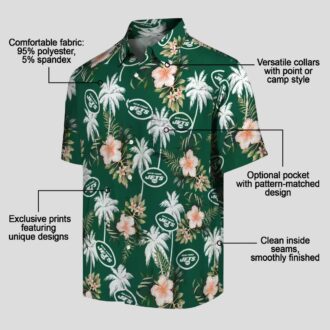Football Fans New York Jets Palm Tree Hawaiian Shirt, Tropical Fan Gift