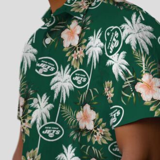 Football Fans New York Jets Palm Tree Hawaiian Shirt, Tropical Fan Gift