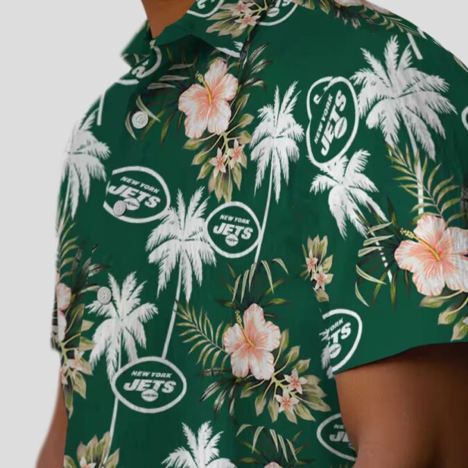 Football Fans New York Jets Palm Tree Hawaiian Shirt, Tropical Fan Gift