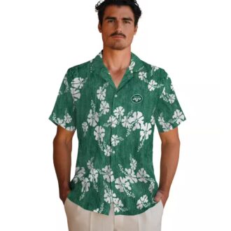 Green New York Jets Floral Clusters Hawaiian Shirt, Beach Vacation NFL Fans Gifts