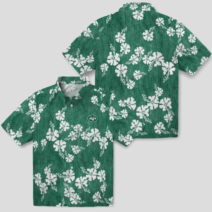 Green New York Jets Floral Clusters Hawaiian Shirt, Beach Vacation NFL Fans Gifts
