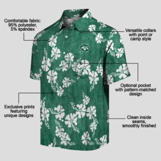 Green New York Jets Floral Clusters Hawaiian Shirt, Beach Vacation NFL Fans Gifts