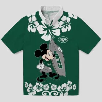 Green New York Jets Surfing Mickey Hawaiian Shirt, Summer NFL Fan Outfit