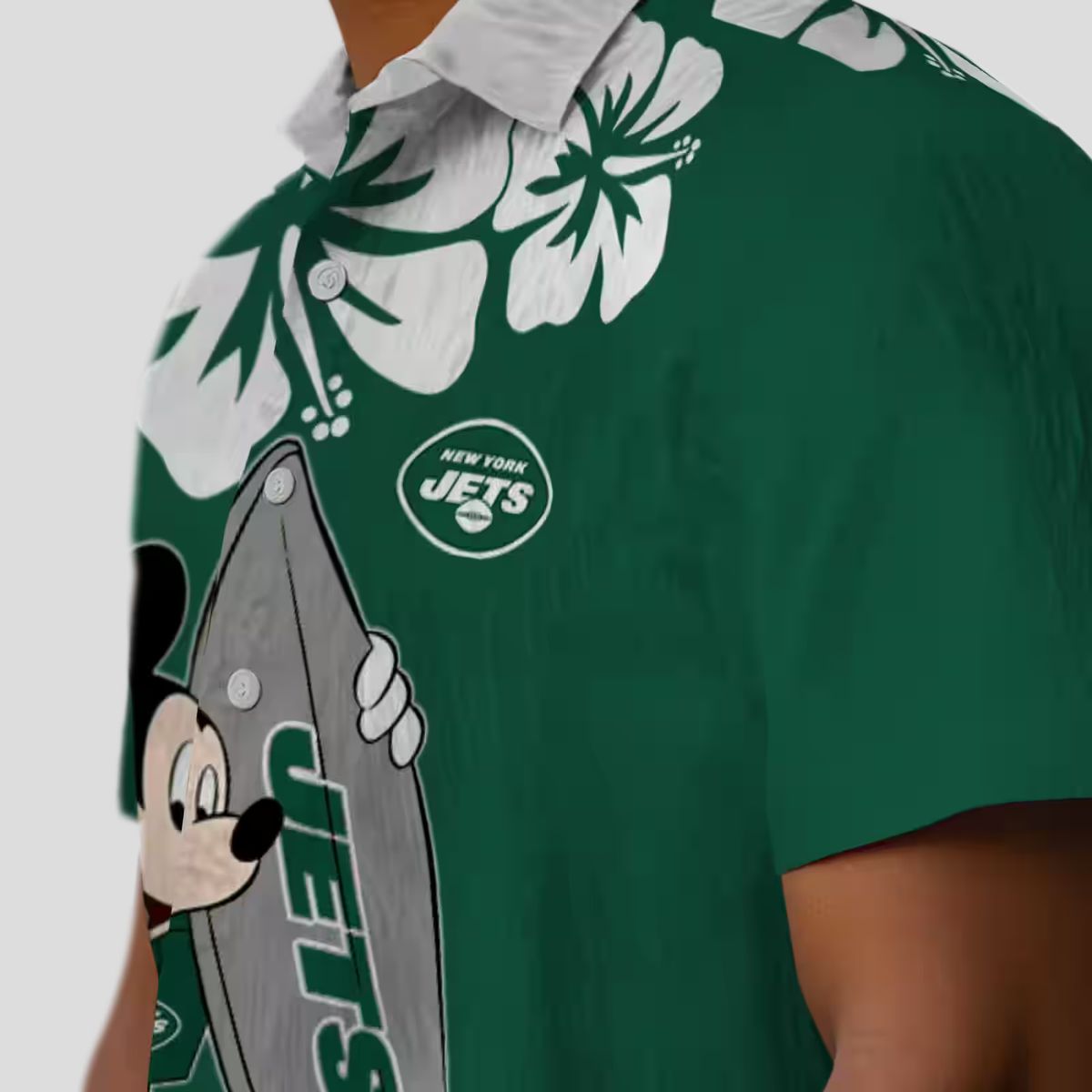 Green New York Jets Surfing Mickey Hawaiian Shirt, Summer NFL Fan Outfit