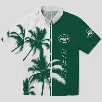 New York Jets Aloha Green White Shirt - Palm Tree Summer Hawaiian Style