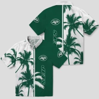 New York Jets Aloha Green White Shirt - Palm Tree Summer Hawaiian Style