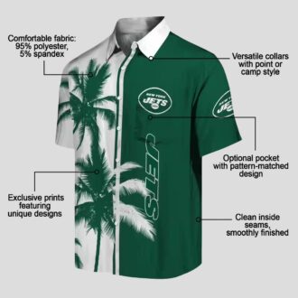 New York Jets Aloha Green White Shirt - Palm Tree Summer Hawaiian Style